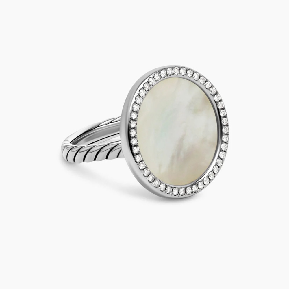 David Yurman Elements Mother of Pearl sterling silver ring NEW.